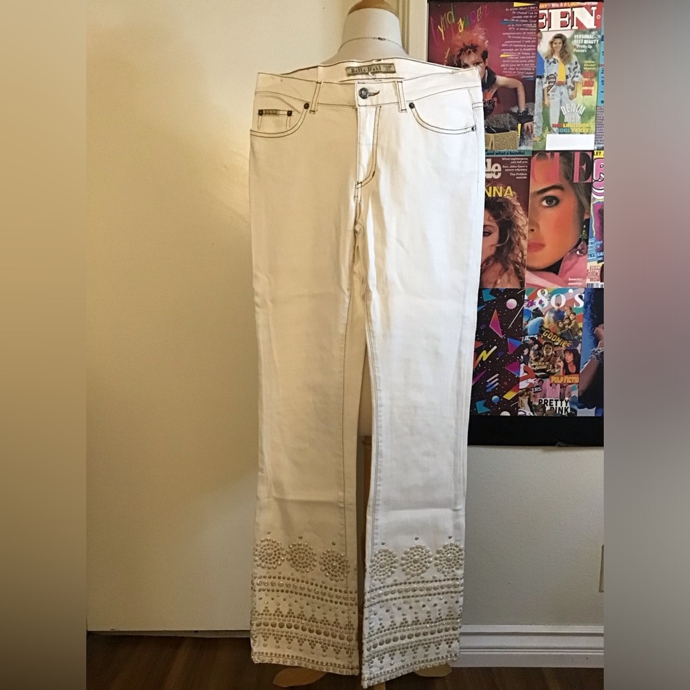 Bella Dahl Cream Embellished Ankle Jeans